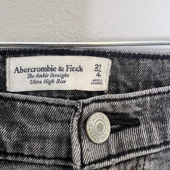 Abercrombie & Fitch Womens Ankle Straight Ultra High Rise Jeans Sz 27/4 Charcoal - Picture 5 of 9